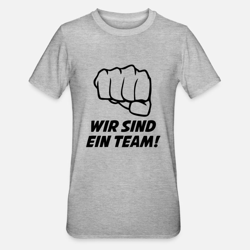 wir_sind_ein_team - Unisex Polycotton T-Shirt - Grau meliert