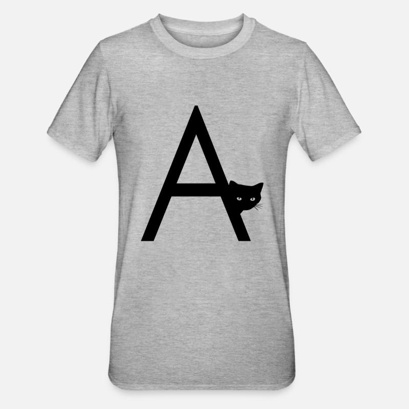 Lettera A con gatto - Maglietta unisex, mix cotone e poliestere - grigio melange