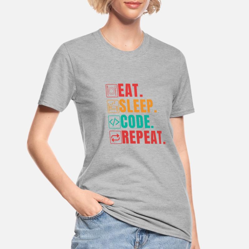 EAT SLEEP CODE REPEAT - CODEUR DRÔLE T-shirt polycoton Unisexe