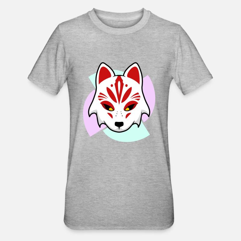 Masque Kitsune - T-shirt polycoton Unisexe - gris chiné