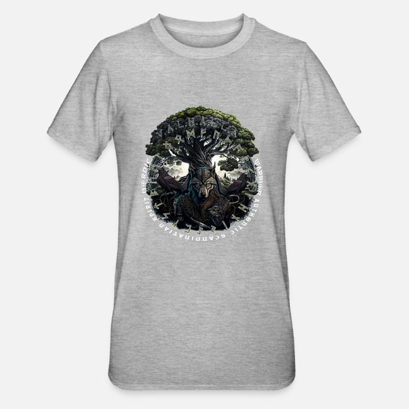 Vikings Valhalla Wolf Odins - Unisex Polycotton T-Shirt - heather grey