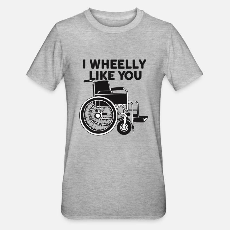 Rollstuhl Rollstuhlfahrer Geschenkidee - Unisex Polycotton T-Shirt - Grau meliert