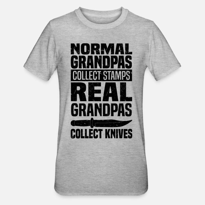 Messer Sammlung | Messersammler Hobby Geschenkidee - Unisex Polycotton T-Shirt - Grau meliert