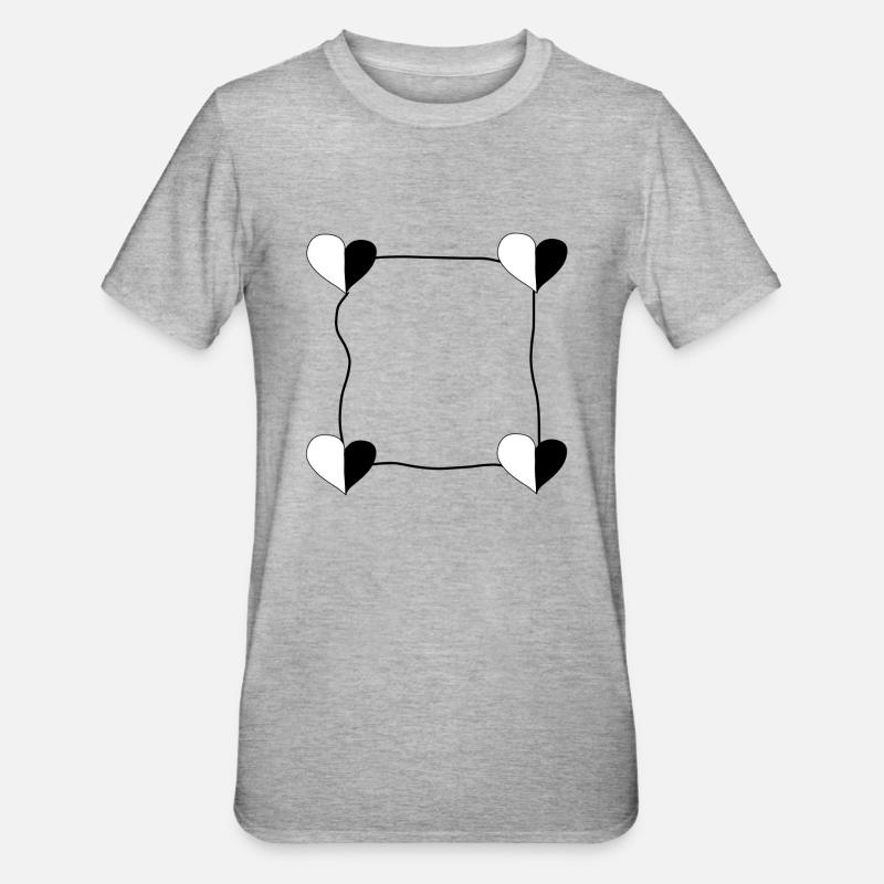Four Hearts Frame - Unisex Polycotton T-Shirt - heather grey
