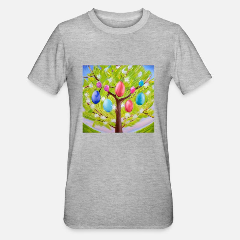 Colorful egg tree - Unisex Polycotton T-Shirt - heather grey