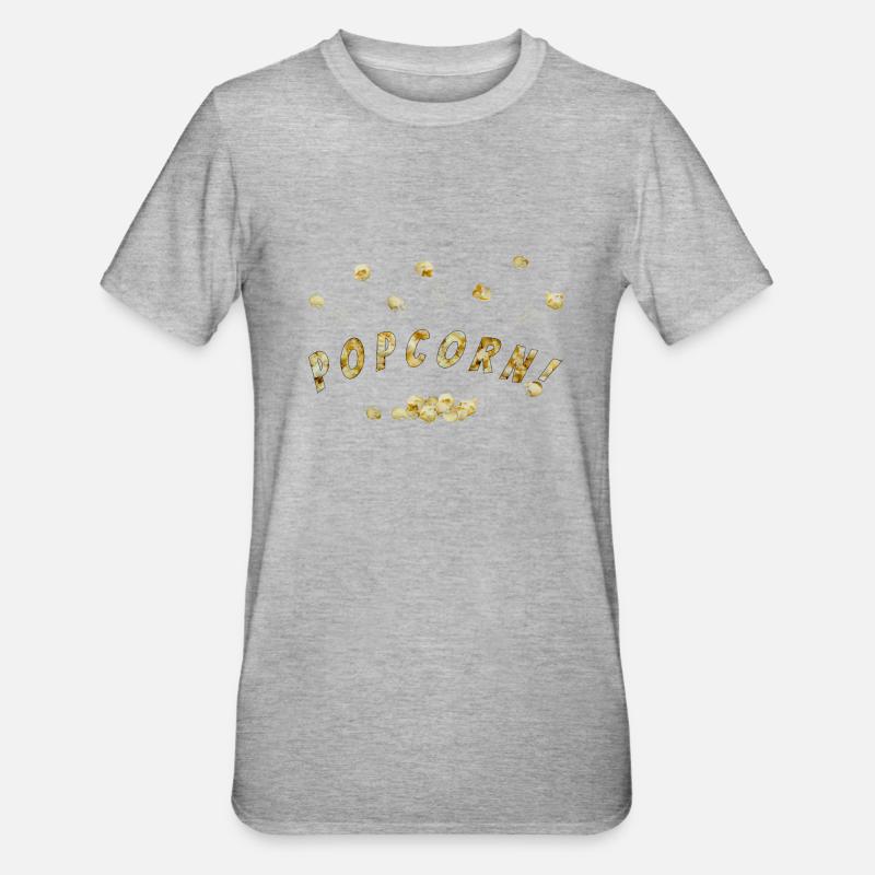Fliegendes Popcorn - Unisex Polycotton T-Shirt - Grau meliert