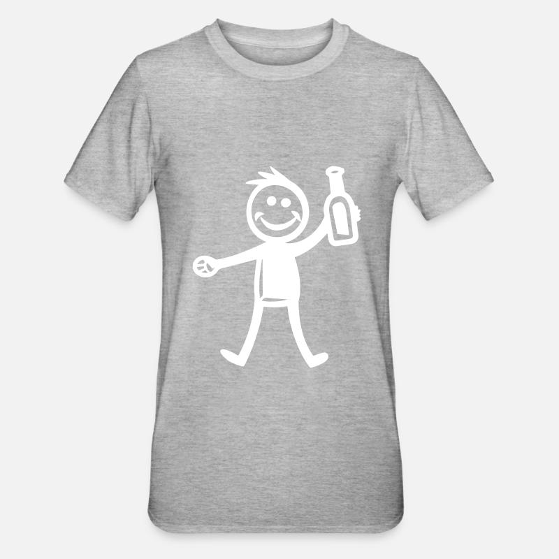 Boire une bouteille de bière - T-shirt polycoton Unisexe - gris chiné