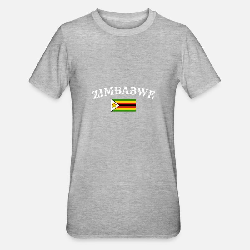Zimbabwe Zimbabwe Drapeau zimbabwéen Zimbabwéen - T-shirt polycoton Unisexe - gris chiné