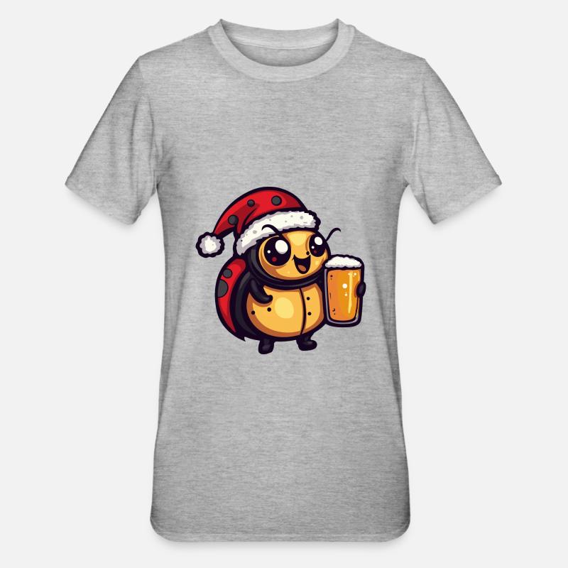 Bière Ladybug Noël - T-shirt polycoton Unisexe - gris chiné