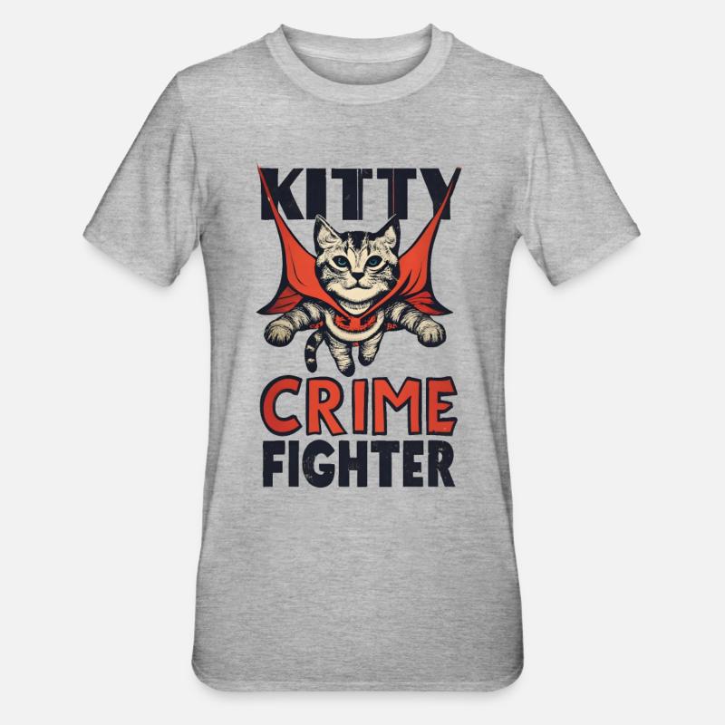 Katze Superheld - Unisex Polycotton T-Shirt - Grau meliert