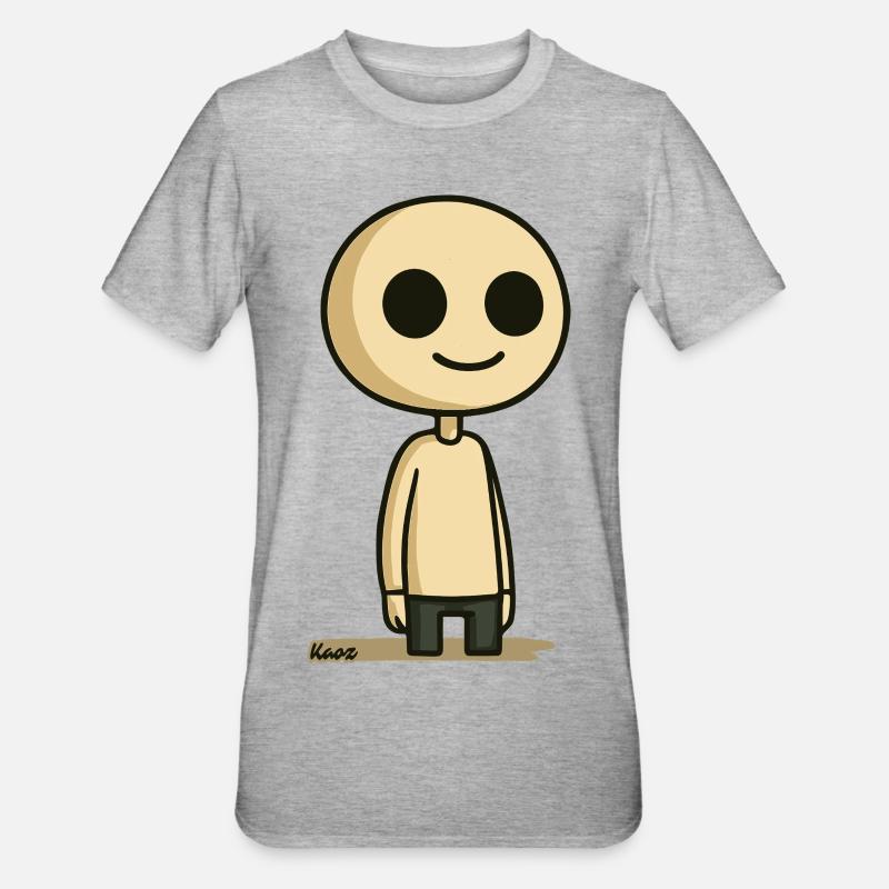 Schlichte Comic Figur mit rundem Kopf - Unisex Polycotton T-Shirt - Grau meliert