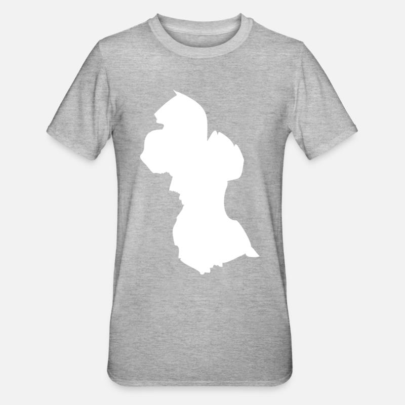 Drapeau de carte Guyane - T-shirt polycoton Unisexe - gris chiné