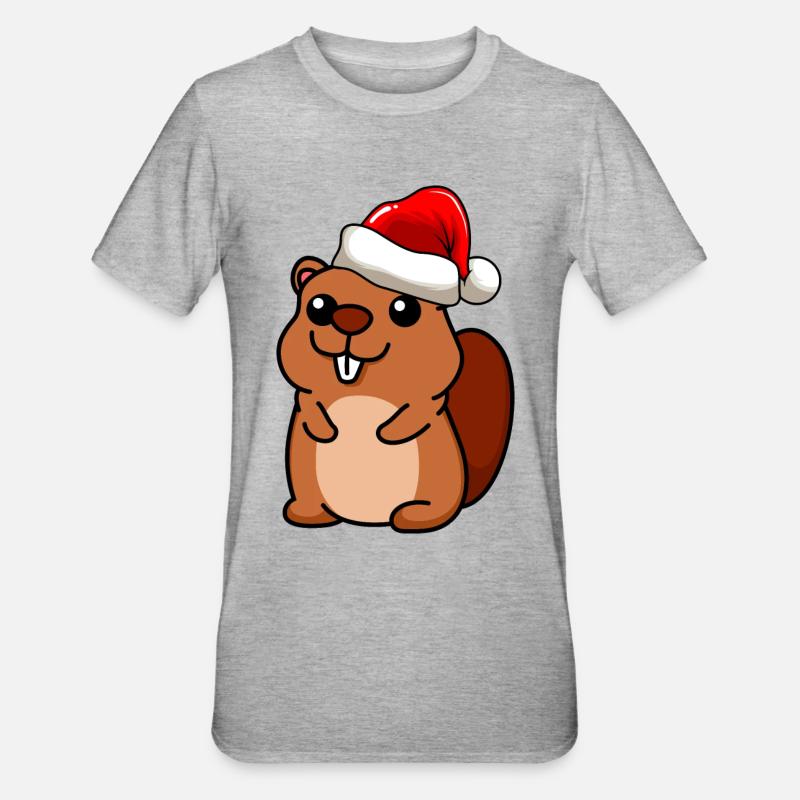 Beaver Comic Christmas - T-shirt polycoton Unisexe - gris chiné