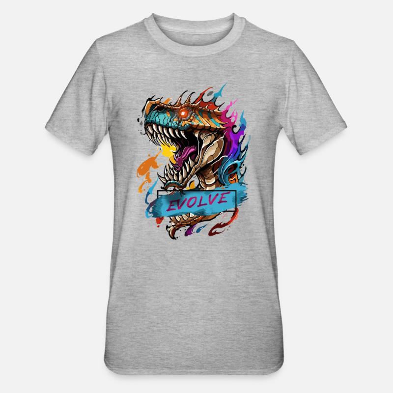Évolution rugissante - T-shirt polycoton Unisexe - gris chiné