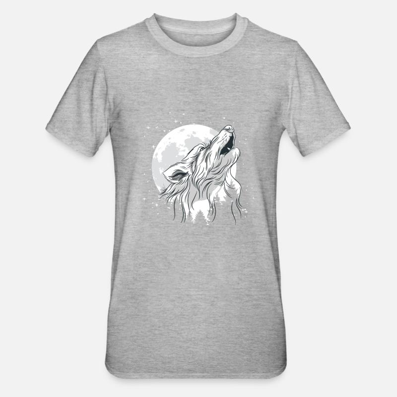 Moon with a wolf - Unisex Polycotton T-Shirt - heather grey
