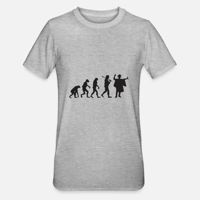 Graduation - Evolution - Gift - Unisex Polycotton T-Shirt - heather grey
