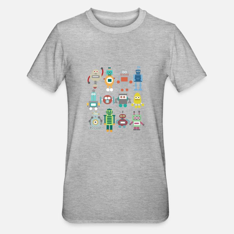Nerd Robot Retro Funny Gift Technique Jeu - T-shirt polycoton Unisexe - gris chiné