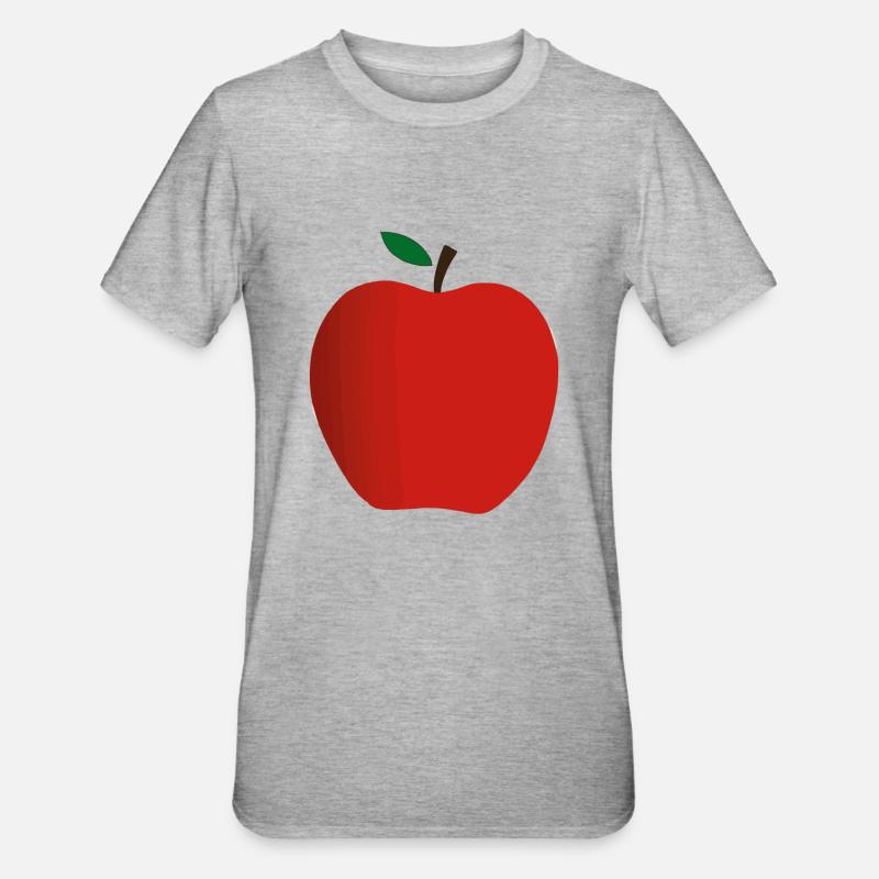 Apfel Illustration Geschenkidee - Unisex Polycotton T-Shirt - Grau meliert