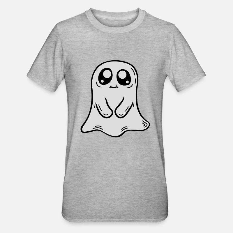 Petite bande dessinée fantôme douce - T-shirt polycoton Unisexe - gris chiné