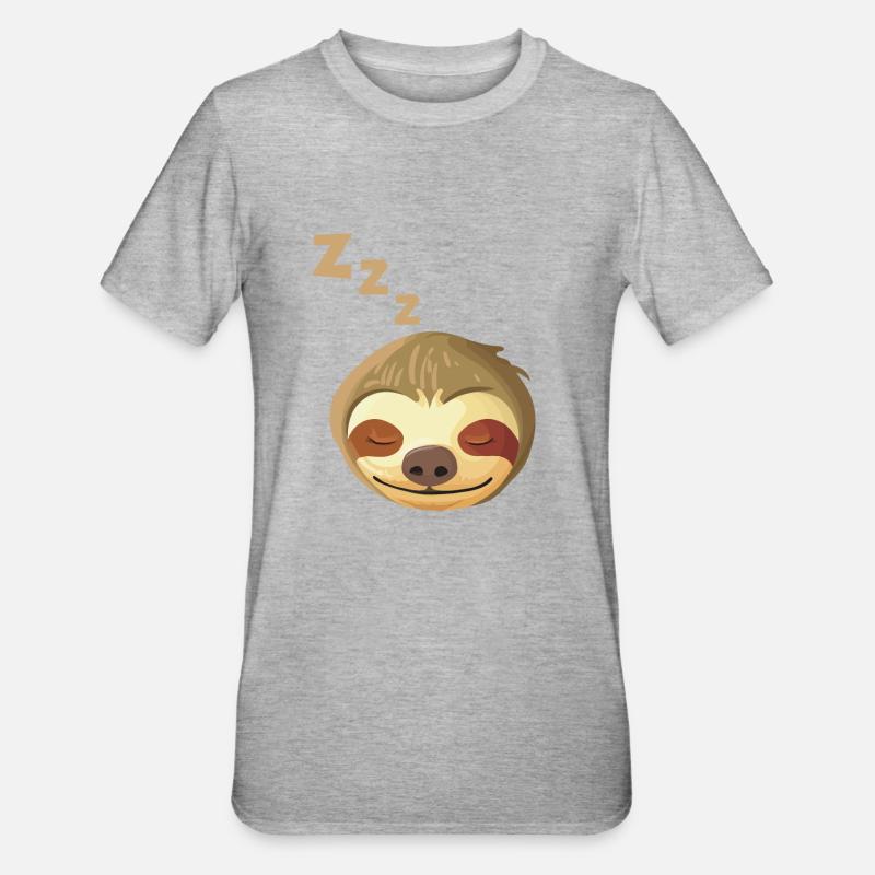 Sleeping Sloth Face - Unisex Polycotton T-Shirt - heather grey