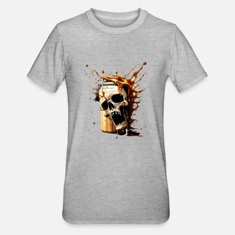 Explosion de bière Skull - T-shirt polycoton Unisexe - gris chiné