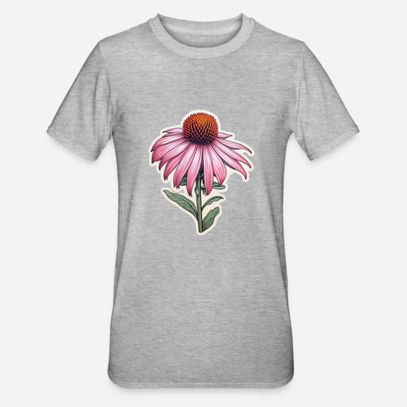 Échinacée plante 1 fleur - T-shirt polycoton Unisexe - gris chiné