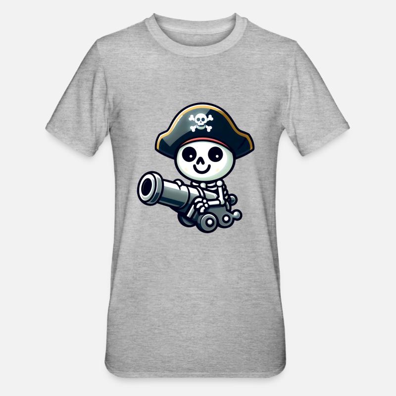 Crâne Pirate - Trésor Squelette - T-shirt polycoton Unisexe - gris chiné