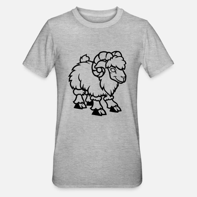 schaf comic steinbock - Unisex Polycotton T-Shirt - Grau meliert