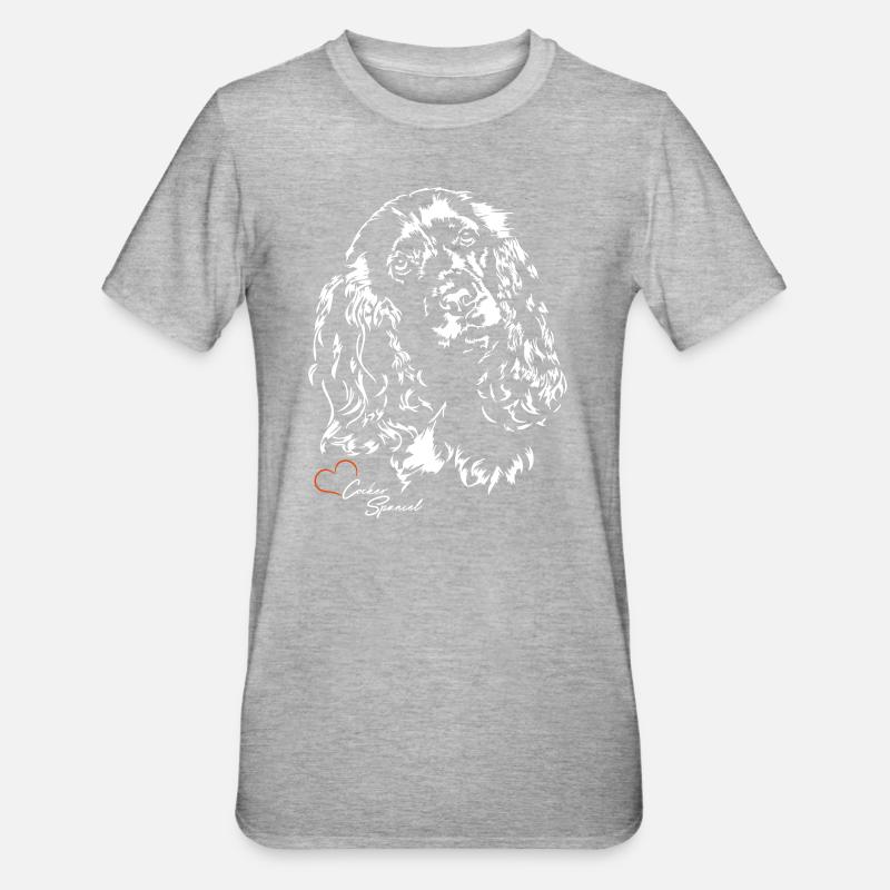 COCKER SPANIEL Portrait Wilsigns - T-shirt polycoton Unisexe - gris chiné