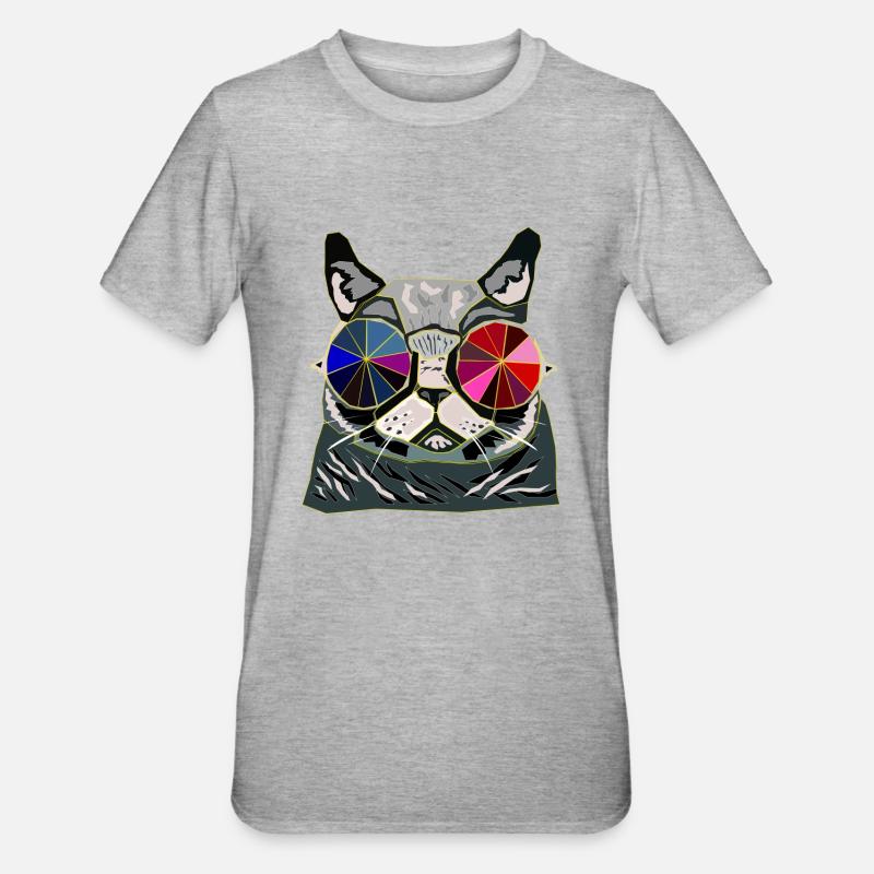 Coole Katze Geschenkidee - Unisex Polycotton T-Shirt - Grau meliert