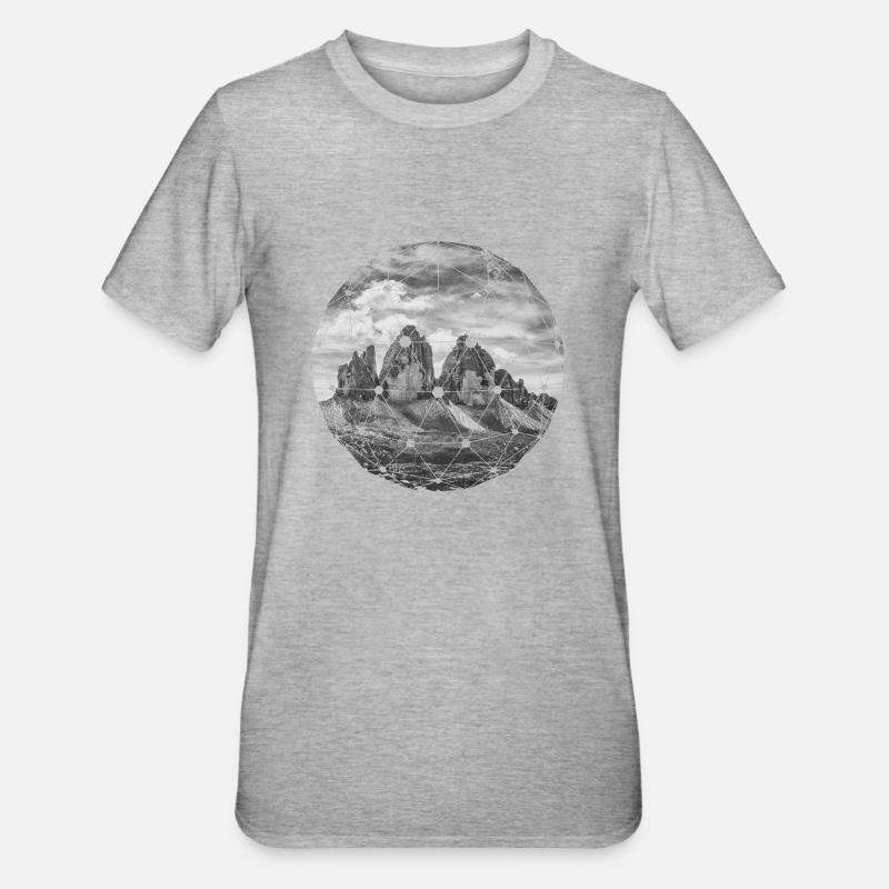 Three Peaks Dolomites Geometric shape Polygon - Unisex Polycotton T-Shirt - heather grey