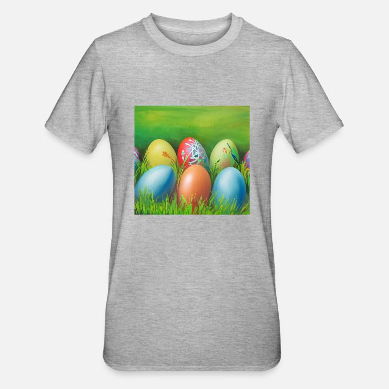 colorful Easter eggs - Unisex Polycotton T-Shirt - heather grey