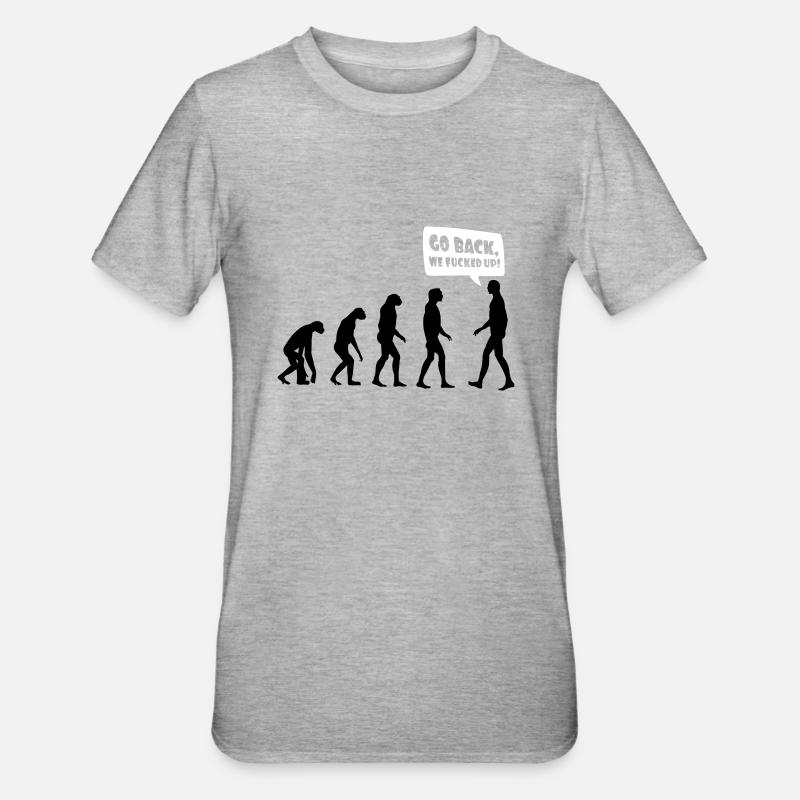 Evolution fucked up - Evolution verkackt - Unisex Polycotton T-Shirt - Grau meliert
