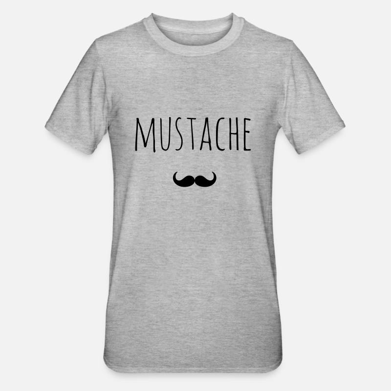 Mustache Bart Geschenk Idee - Unisex Polycotton T-Shirt - Grau meliert