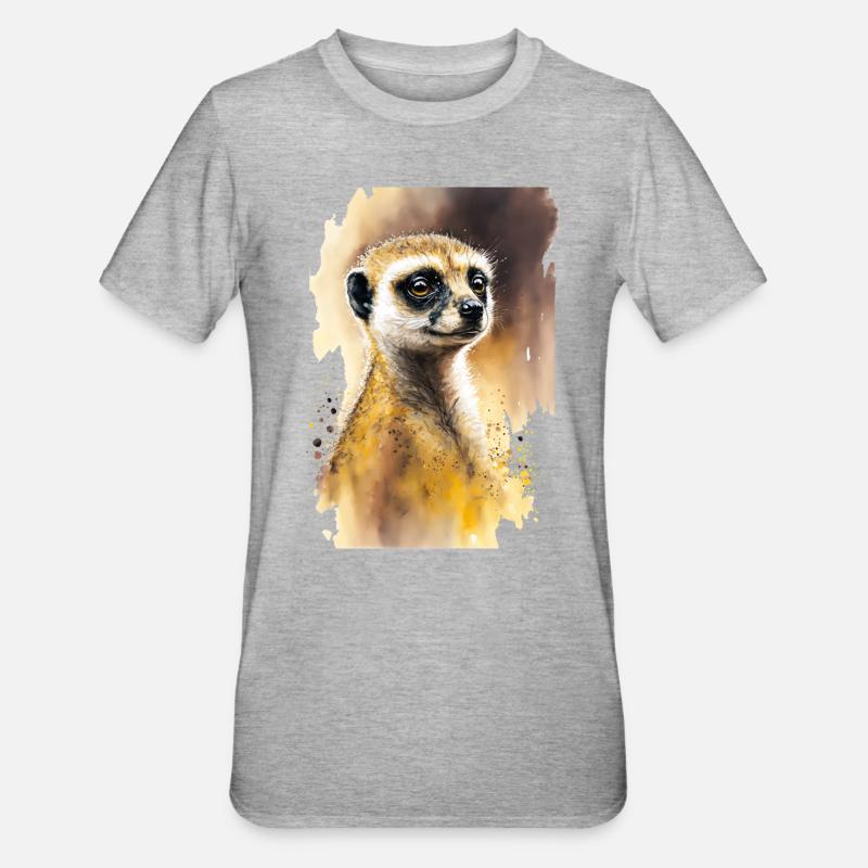 Aquarelles de suricates mignonnes - T-shirt polycoton Unisexe - gris chiné