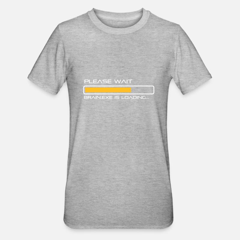 spruch_brain_exe_2 - T-shirt polycoton Unisexe - gris chiné