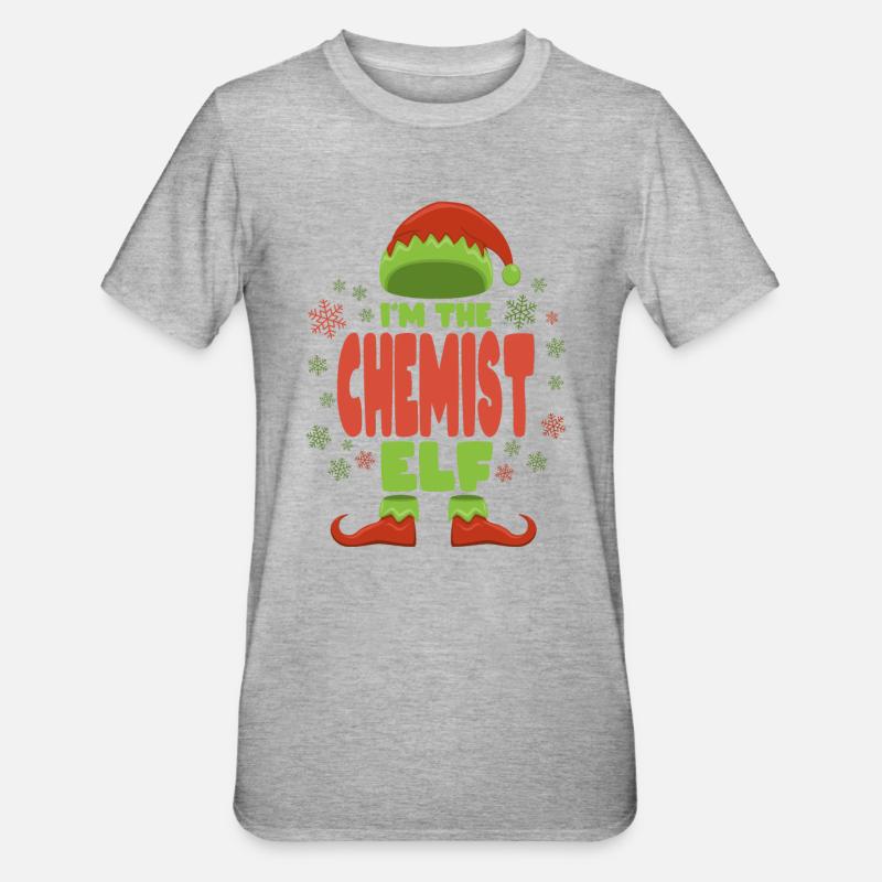 Chimiste Elfe de Noël - T-shirt polycoton Unisexe - gris chiné