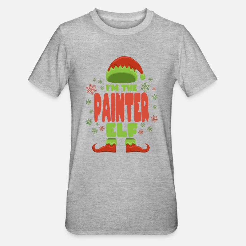 Peintre elfe de Noël - T-shirt polycoton Unisexe - gris chiné
