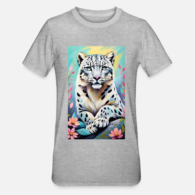 Snow Leopard | Leopard | Predator - Unisex Polycotton T-Shirt - heather grey
