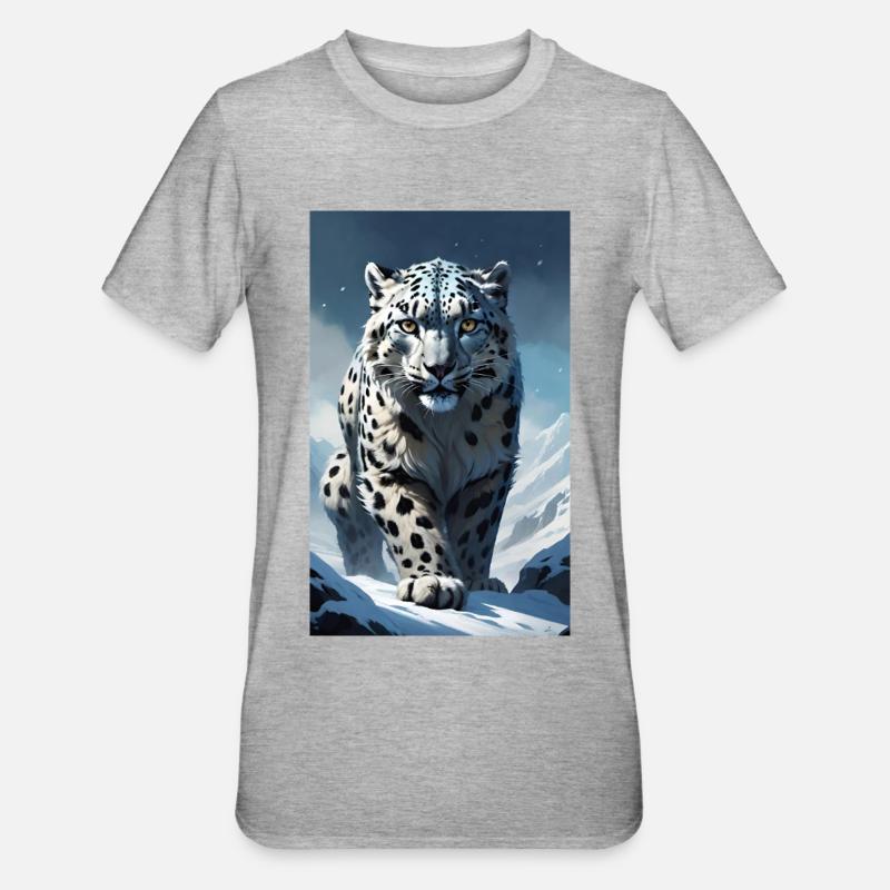 Snow Leopard | Leopard | Predator - Unisex Polycotton T-Shirt - heather grey