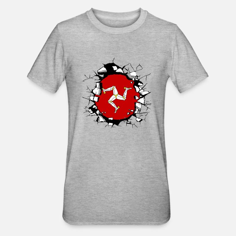 Drapeau de l’île de Man Triskele Drapeau de l’île de Man - T-shirt polycoton Unisexe - gris chiné