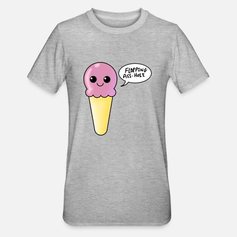 Erdbeer-Eiscreme-Flapping-Arschloch - Unisex Polycotton T-Shirt - Grau meliert