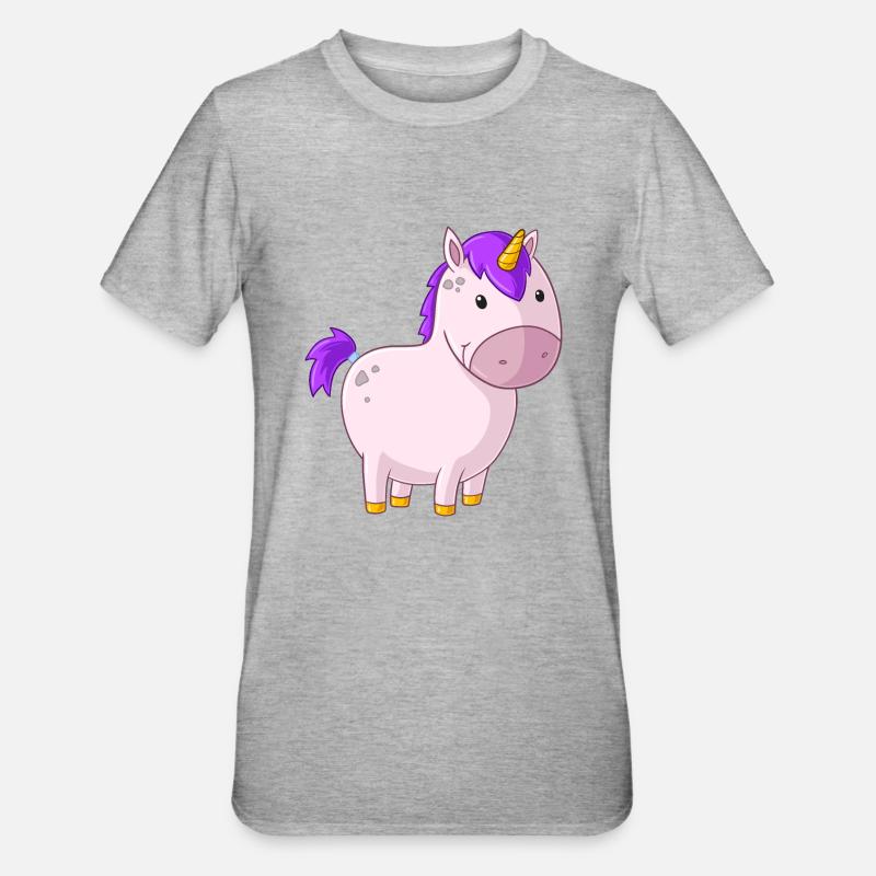 Dickes Comic Einhorn - Unisex Polycotton T-Shirt - Grau meliert