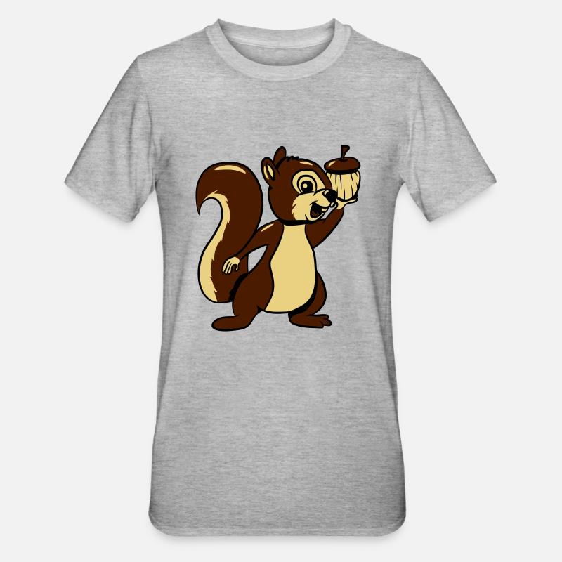 Eichhörmchen futter freude lieb - Unisex Polycotton T-Shirt - Grau meliert