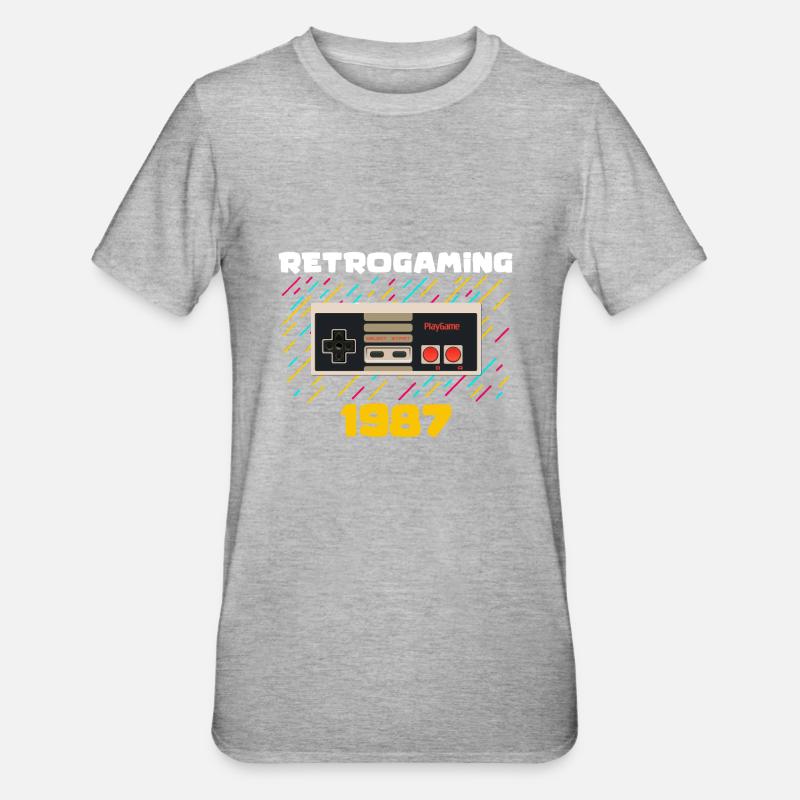 Retrogaming (Retrogaming) - Unisex Polycotton T-Shirt - Grau meliert