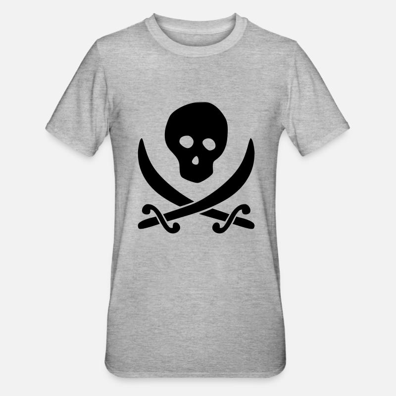 Pirate - Crâne - T-shirt polycoton Unisexe - gris chiné