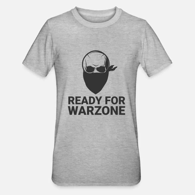 READY FOR WARZONE COD GAMING - T-shirt polycoton Unisexe - gris chiné