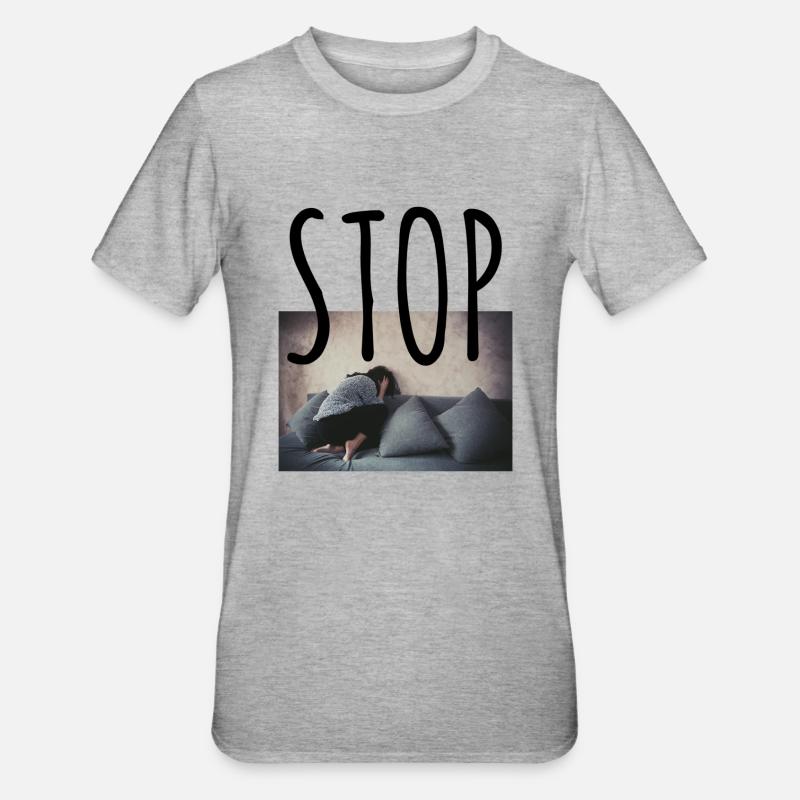 Stop vold i hjemmet, stop kvindedrab - Unisex polycotton T-shirt - grå meleret