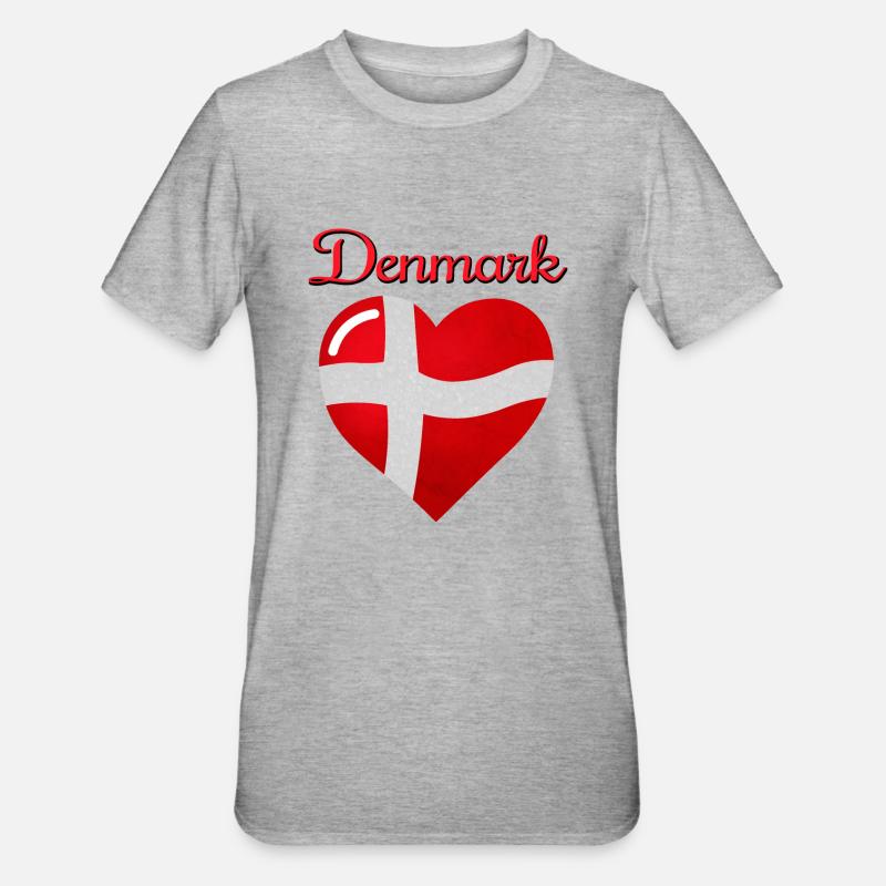 Drapeau du Danemark - T-shirt polycoton Unisexe - gris chiné