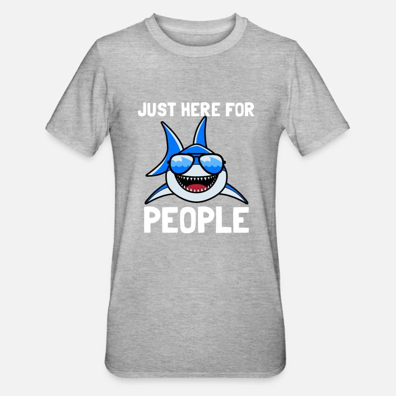 drôle de conception de requin - T-shirt polycoton Unisexe - gris chiné